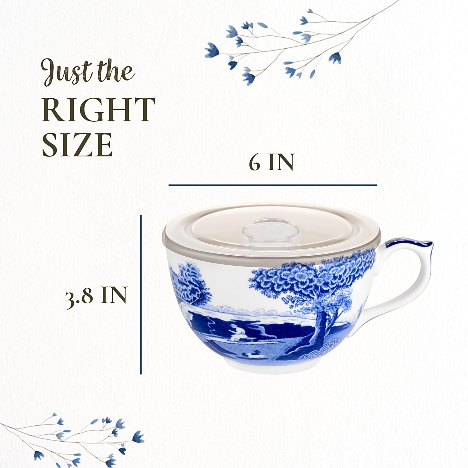 Spode Blue Italian Jumbo Cup With Lid 20 oz