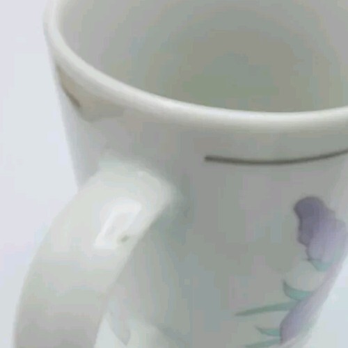 2 Matching VTG 80’s Art Deco Revival Coffee Cup Pastel White Green Purple Iris