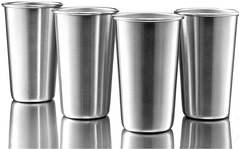 4 Pack Stainless Steel Cups 16oz Pint Cup Tumbler Premium Metal Drinking – Cup
