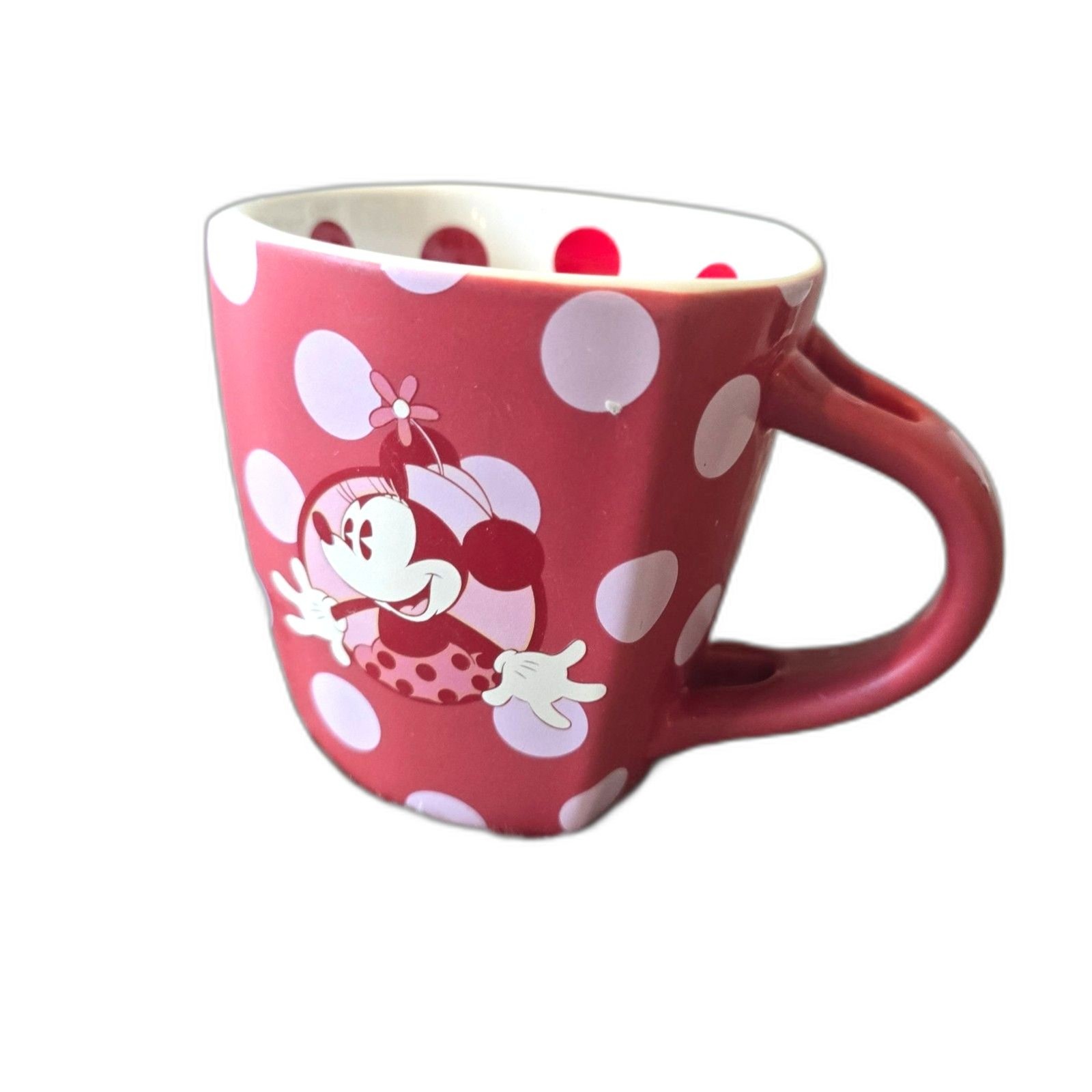 Disney Parks Minnie Mouse Mug Red White Polka Dot Ceramic Thailand