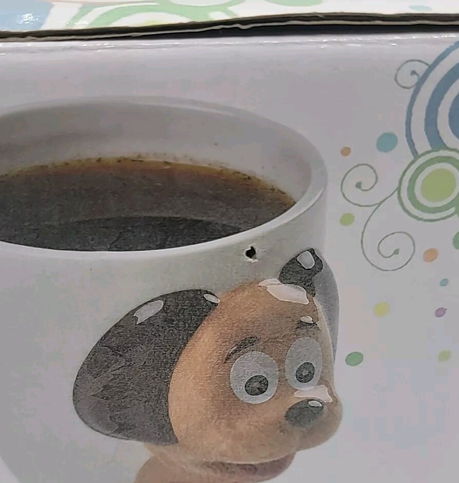 3D Buddy Dog Mug Temp Sensitive Cold Hot Color Changing Bow Tie/Eyes W/Box 16oz