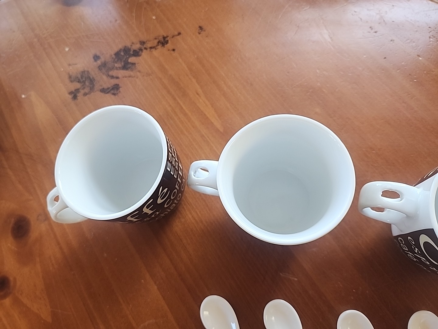 BROWN & CREAM COFFEE CAPACCINO CAFÉ LATTE TEA FOUR PIECE CUP AND SPOON SET