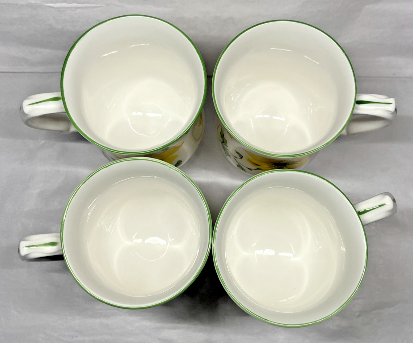 4 Royal Victoria Bone China Yellow Floral Dogwood Footed Cups Mugs England