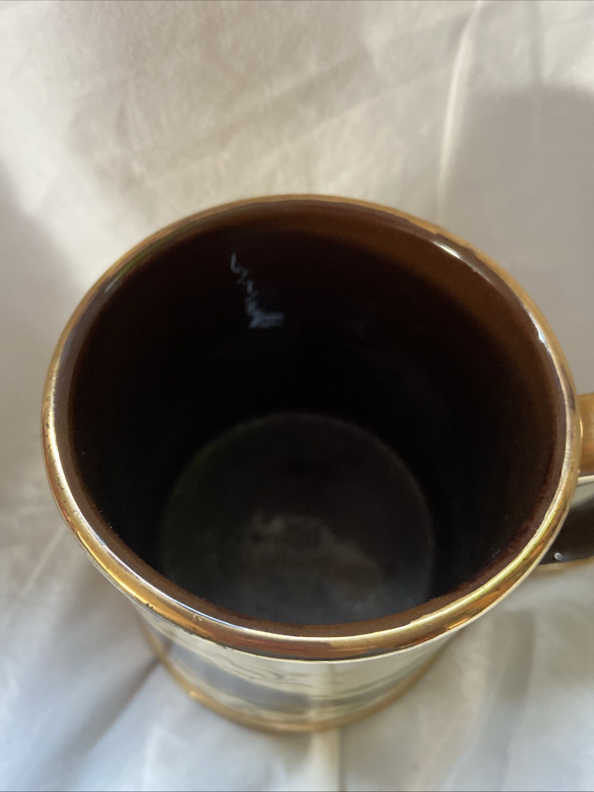 Antique Gibson’s Staffordshire England Fish Fisherman Tankard Gold Trim SEE