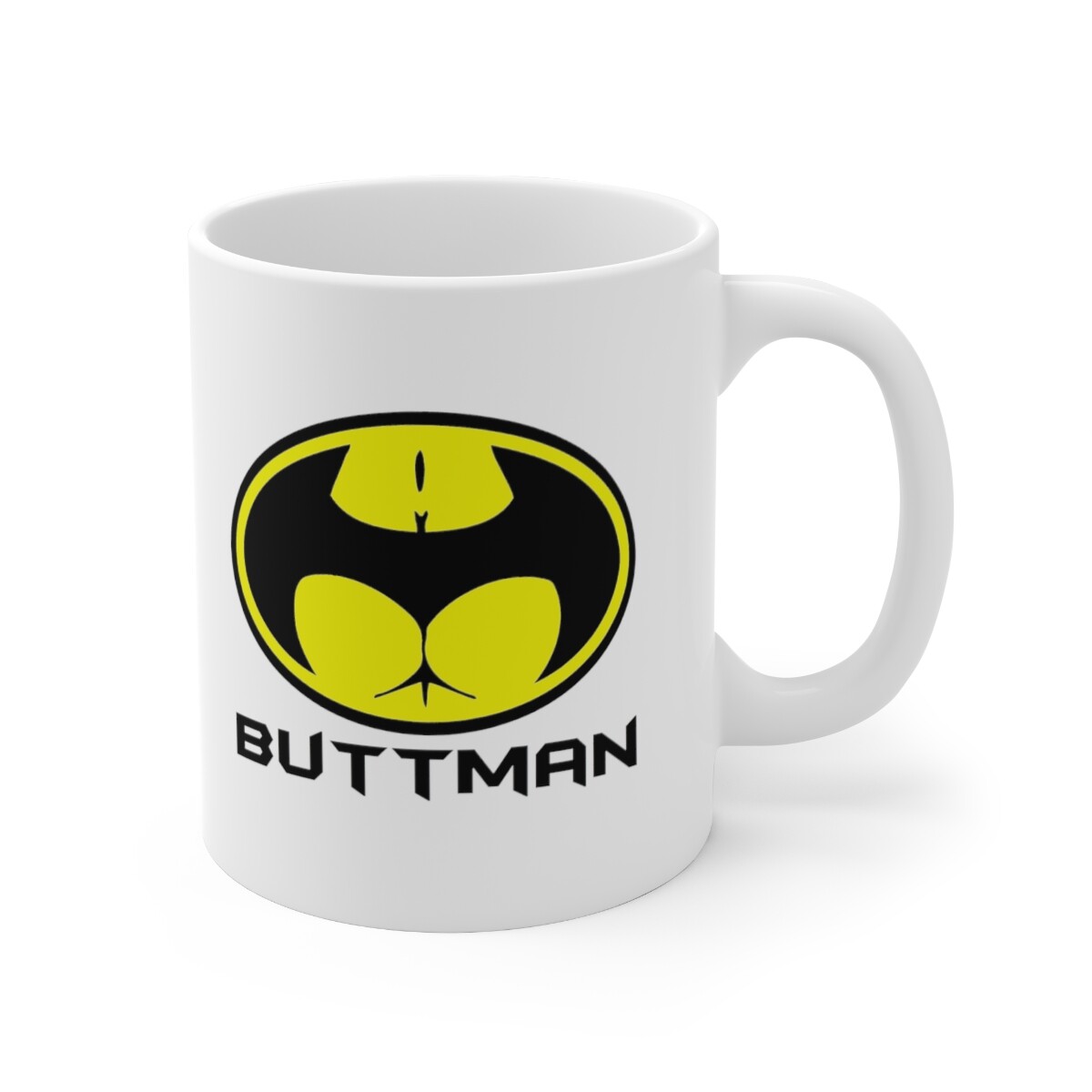 BUTTMAN PARODY ADULT JOKE FUNNY GAG GIFT BUTT BOOTY CERAMIC MUG 11 OZ