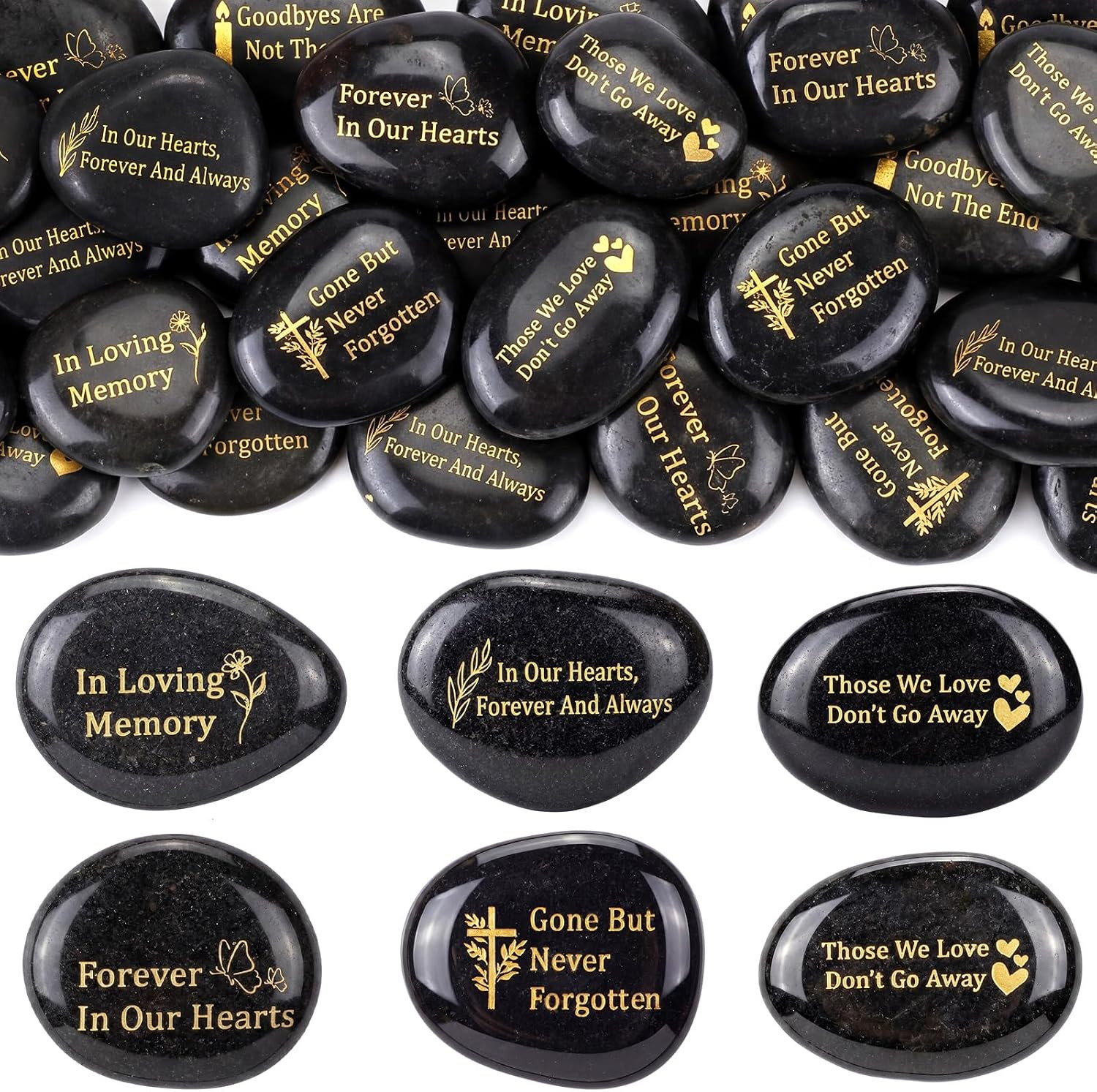 30 Pcs Memorial Stone 1.97 Inch Celebration of Life Favor Inspirational River Ro
