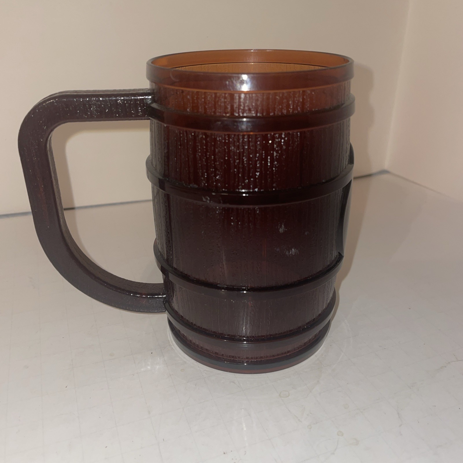 VTG, BERK Barrel Beer Mug Transparent Brown Plastic BPA Free Durable USA MADE