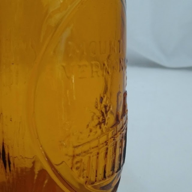 Amber Glass George Washington Mount Vernon Mug – Pressed Glass Souvenir Cup, 5″