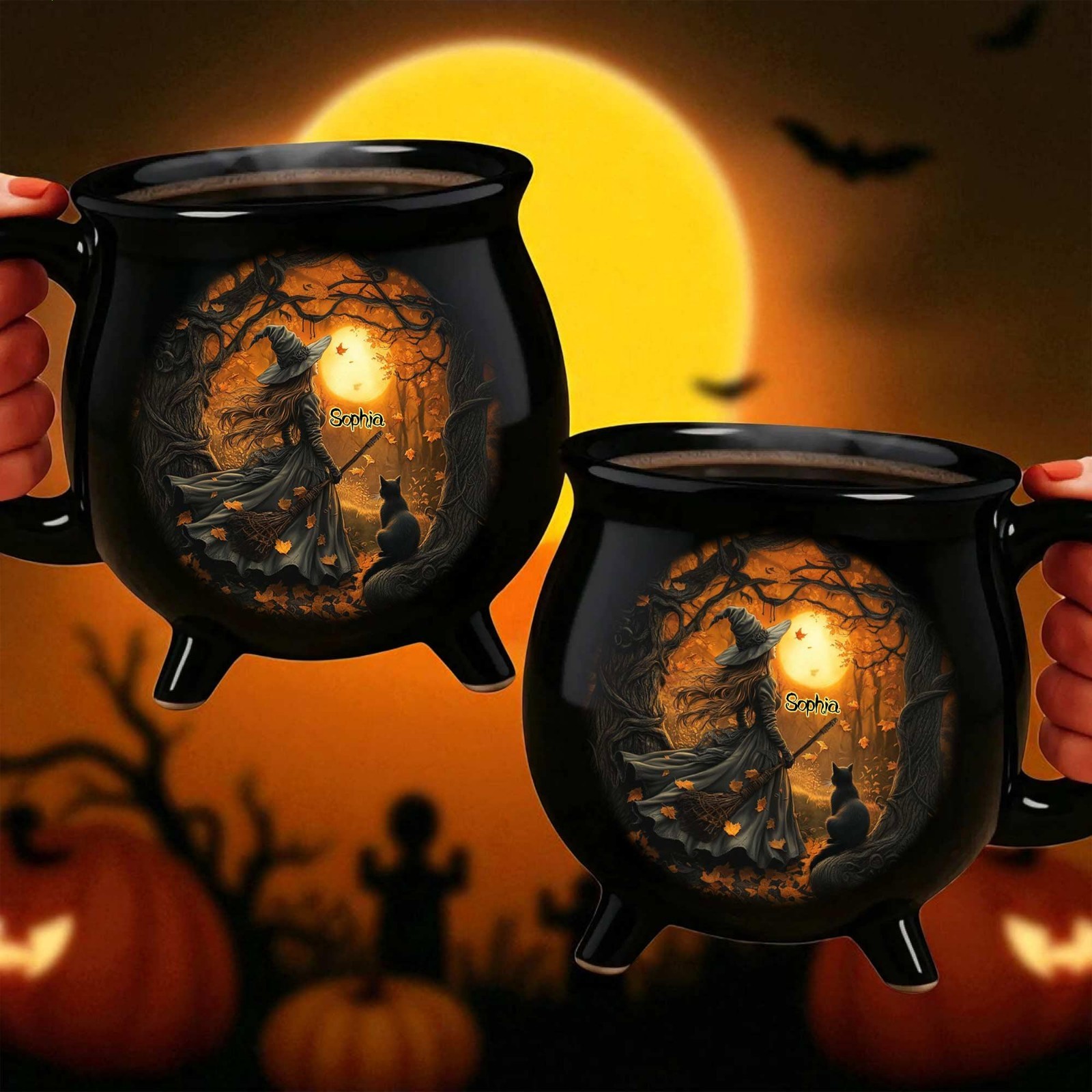 Personalized Witch Brew Cauldron Mug Halloween Ceramic Gothic Coffee Cup Gift