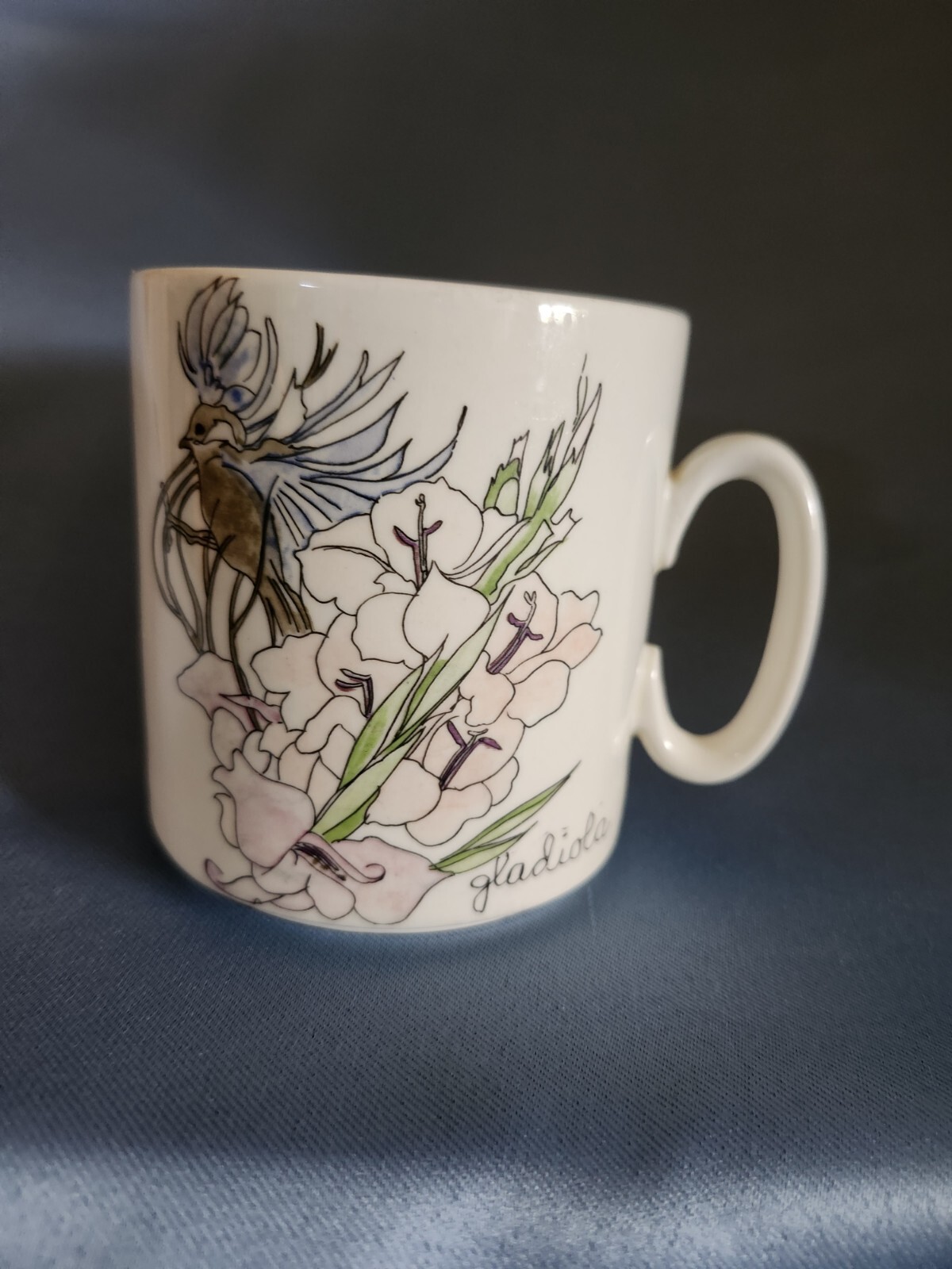 RARE! Villeroy & Boch Floral GLADIOLA flower 10 oz Cup Mug made in Luxembourg